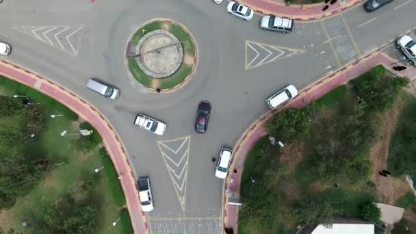 Drone View Traffic Patterns Intersection Ring Road — Wideo stockowe