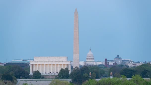Ένα Timelapse Νύχτα Του Lincoln Memorial Μνημείο Ουάσιγκτον Και Καπιτώλιο — Αρχείο Βίντεο