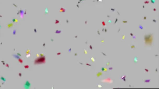 Selective Confetti Falling Gray Background — Stock Video