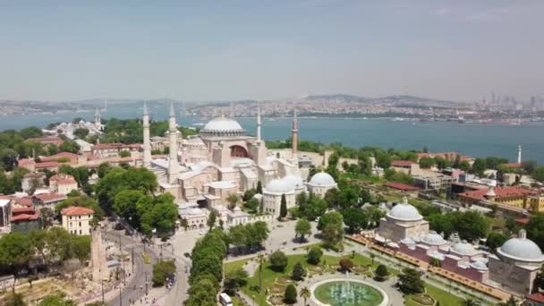 Beautiful Drone Footage Hagia Sophia Grand Mosque Formerly Church Holy — Stok video