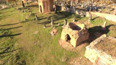 A drone view of an old Christian cemetery in Zhytomyr, Ukraine