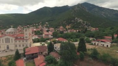 FPV drone flying around the church.