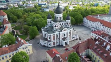 An areal view of the Alexander Nevsky Cathedral in Tallinn, Estonia designed by Mikhail Preobrazhensky