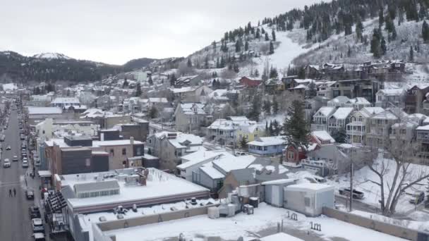 Aerial View Big Bear City California Winter — Video Stock