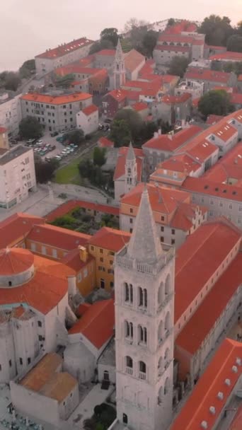 Sebuah Pandangan Vertikal Udara Zadar Dan Laut Adriatik Kroasia Saat — Stok Video