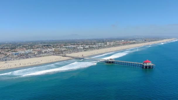 Aerial View Huntington Beach Seaside City Southern California — Video Stock
