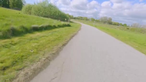 Bicycling Denmark Bicycle Path Sunny Day Spring — Stockvideo