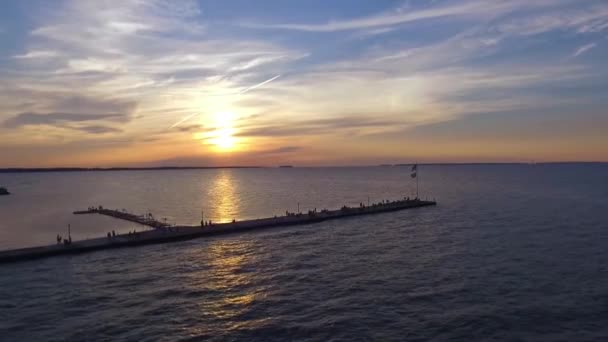 Aerial View Beautiful Seascape Sunset — Stock Video