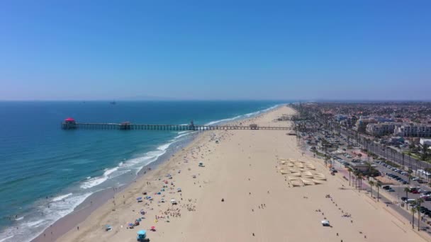 Aerial View Port Huntington Beach Seaside City Orange County Southern — Wideo stockowe