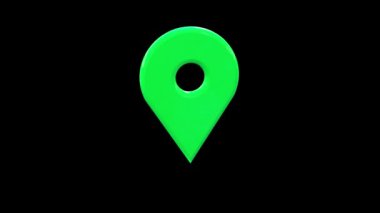 Siyah arkaplanda yeşil harita konum simgesi.