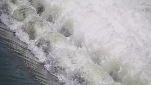 Closeup Shot Large Artificial Waterfall Flowing Cascading Foam Water — Stockvideo