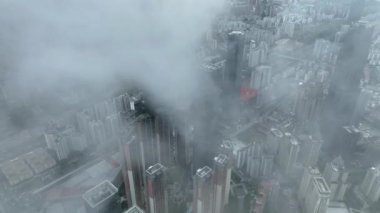 An aerial view of the modern skyscrapers in the Nanning City in China in 4K