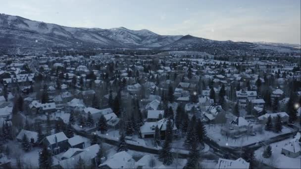 Aerial View Urban Residential Area Snowy Day Salt Lake City — Video Stock