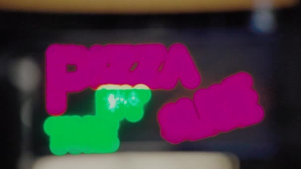 Pizza Slice Neon Sign — Stockvideo
