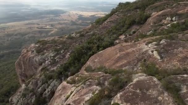 Aerial Footage Mount Walsh National Park Rugged Cliff Forest — Stockvideo