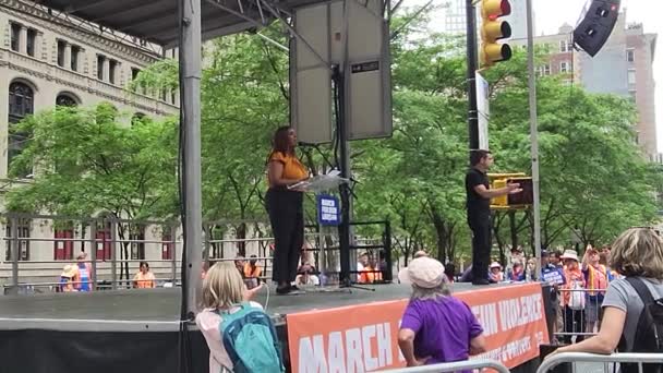 Letitia James Giving Speech March Our Lives Gun Protest Nyc — Stockvideo