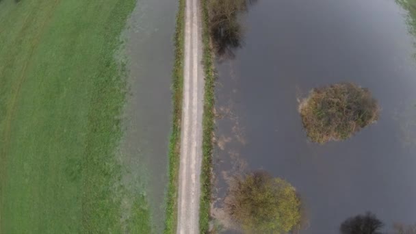 Aerial Shot Road River Day Autumn — Video Stock