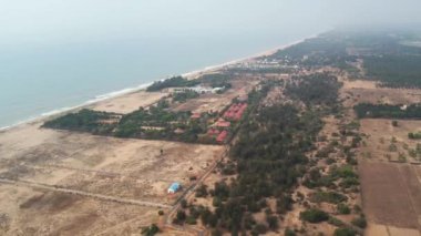 A beautiful aerial view of the architecture of a seaside town in daylight