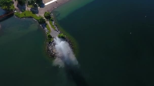 Столітній Парк Водою Передній Фонтан Безпілотником — стокове відео