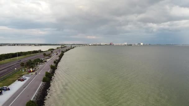 Beautiful Aerial Shot Courtney Campbell Causeway — Stock video