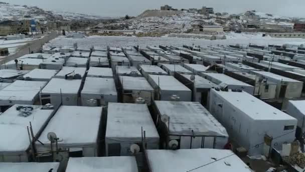 Mobile Home Park Wintertime Surrounded Snowy Mountains — Wideo stockowe