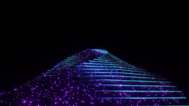 輝く一歩ピラミッドの3Dアニメーション — ストック動画