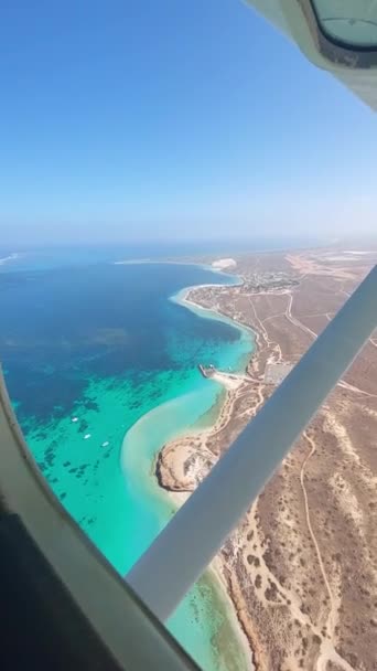 Beautiful View Seashore Opening Plane — Vídeos de Stock