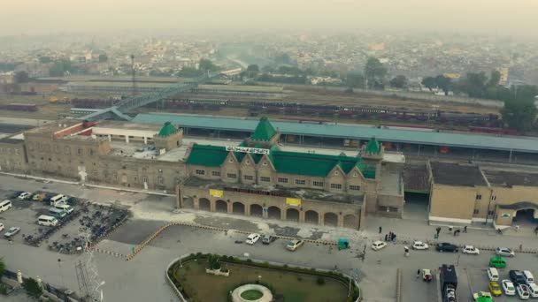 Aerial Drone Footage Rawalpindi Railway Station Pakistan — Wideo stockowe