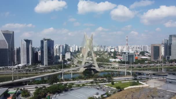 Съемка Воздуха Моста Октавио Фриас Оливейра Сан Паулу Бразилия — стоковое видео