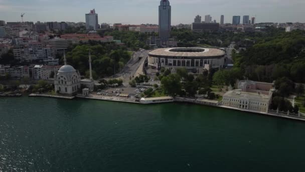 Scenic Bird Eye View Coastline City Buildings Istanbul Turkey — Vídeos de Stock