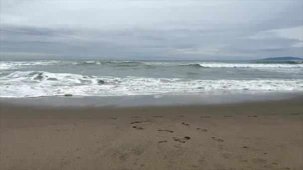 Filmagem Câmera Lenta Ondas Praia Oceânica São Francisco Oceano Pacífico — Vídeo de Stock