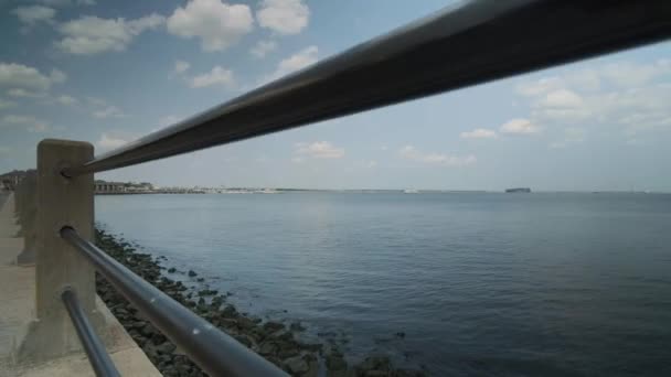 Una Splendida Vista Sull Oceano Attraverso Una Ringhiera Charleston Carolina — Video Stock