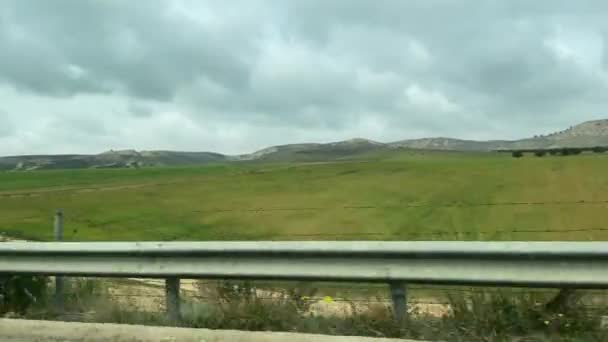 Vista Ventana Del Coche Exceso Velocidad Carretera Marruecos — Vídeo de stock