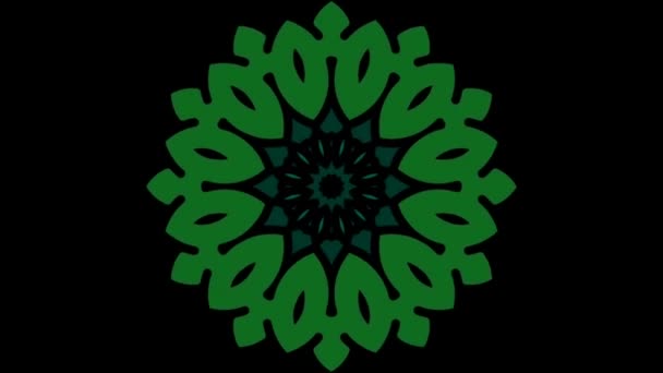 Een Abstract Groen Mandala Dynamisch Zwart Achtergrond Effect Digitale Kunsten — Stockvideo