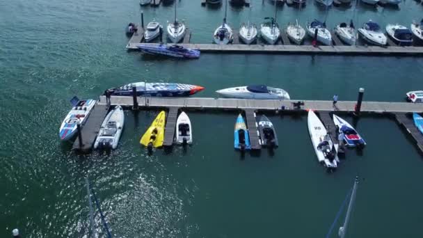 Vzdušný Pohled Shora Molo Shamrock Quay Southampton Hostí Pohár Ukopba — Stock video