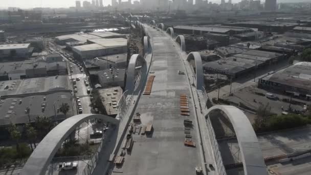 Drone Footage Sixth Street Viaduct Bridge Formerly Connecting Los Angeles — Video