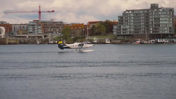 Ett Sjöflygplan Väg Att Lyfta Hamnen Victoria Vancouver Island British — Stockvideo