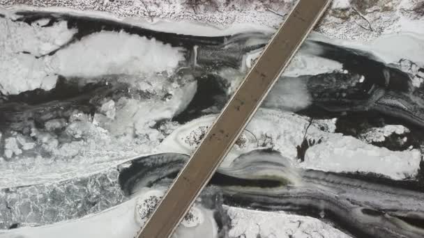 Drone Footage Frozen Iowa River January Iowa City — Vídeo de Stock