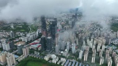 An aerial view of the cityscape of Nanning in Guangxi Province, China