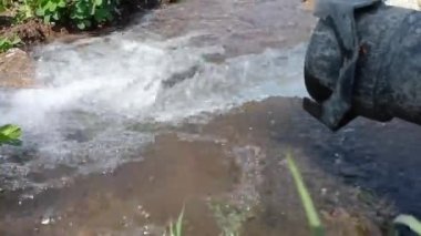 Canal water irrigation system in india, watering crops or farm in india, irrigation, farm green fields, canal water irrigation in summer in India