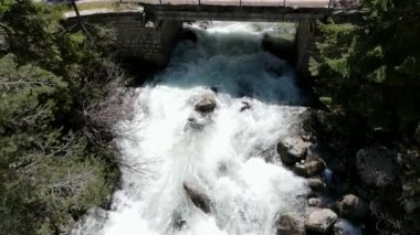 An aerial slow motion of the Glazne river in the wild nature in Bulgaria.
