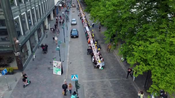 Helsinki Day City Birthday Event City Dinner People Eating Park — Stock videók