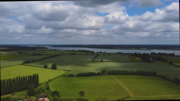 Scenic Panoramic View Trimley Shore Orwell River England — Vídeo de Stock