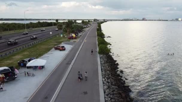 Beautiful Aerial Shot Courtney Campbell Causeway — Stockvideo