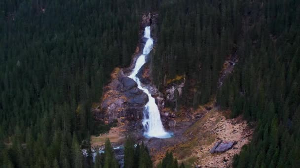 Flygfoto Över Vackra Vattenfall Krimml Österrikes Bergsdal — Stockvideo