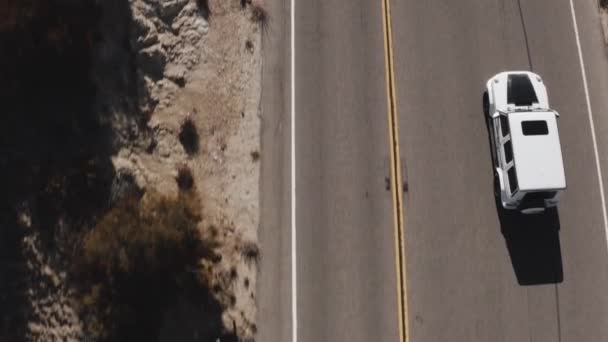 Aerial View Car Driving Road Mountain — Stock videók