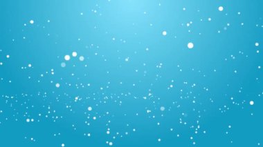 Animated background of snow falling from the blue sky to the ground. Beautiful light blue snowing background for christmas. Merry christmas, Holiday,
