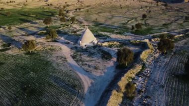 An aerial shot of an old water reservoir in Iran