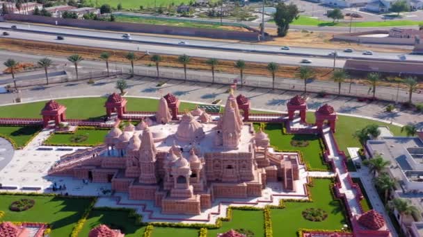 Aerial View Hindu Temple Los Angeles California Usa — Stok video