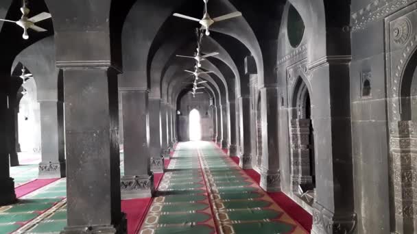 Arches Prayer Hall Black Stone Mosque Jama Masjid Burhanpur — Stok video